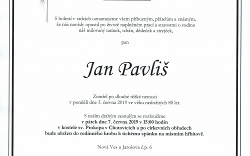 Př. Jan Pavliš - parte